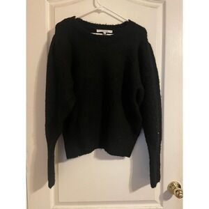 NWOT JOES Collection Black Fuzzy Knit Long Sleeve Sweater Women Size L